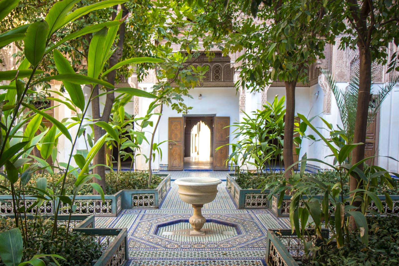 The stunning, ornate inner courtyard of the Bahia Palace.