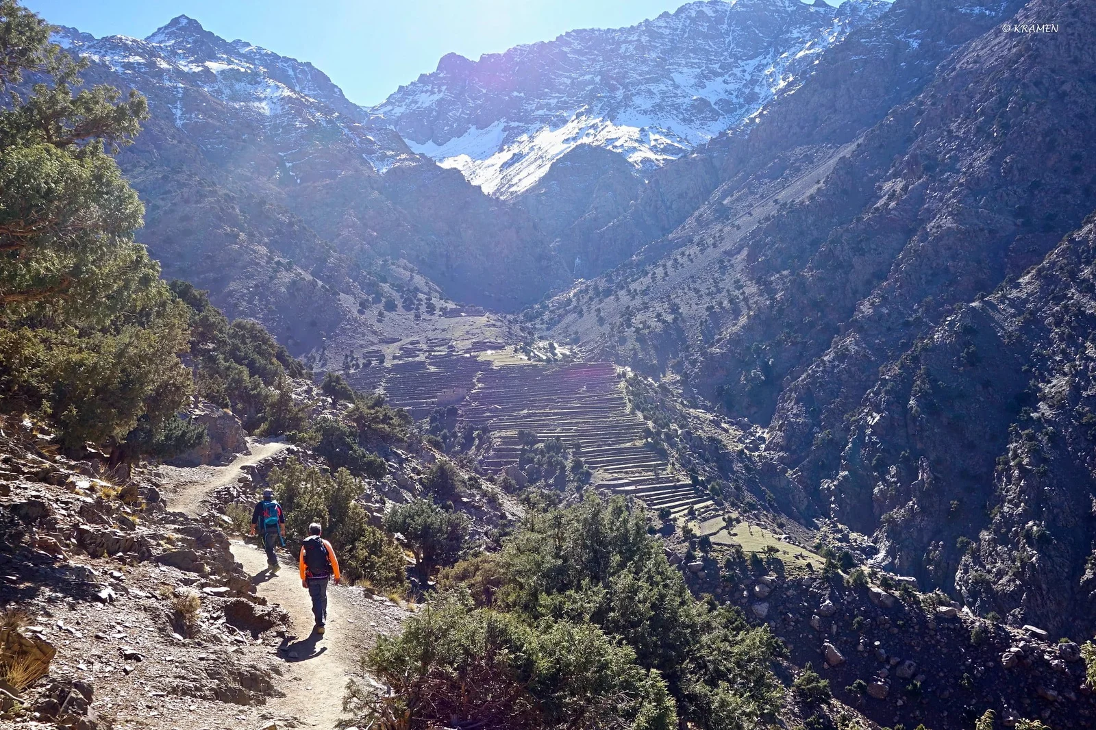 A scenic view of a hiking trail in the Atlas Mountains.