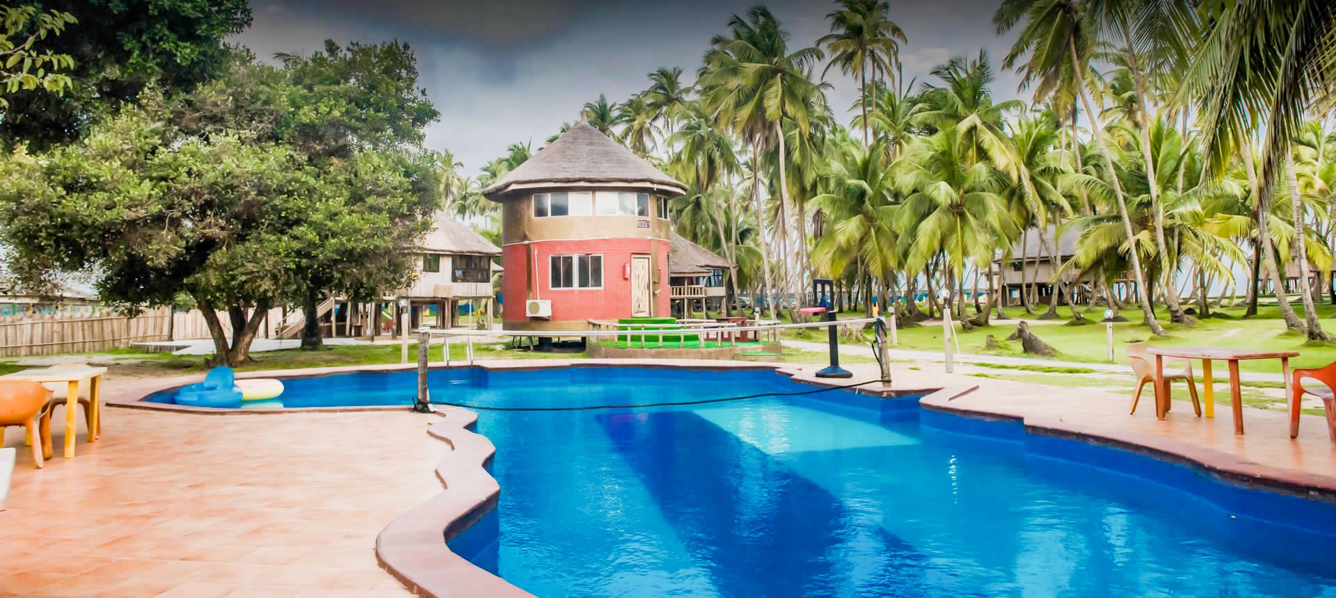 Rustic beach huts at La Campagne Tropicana