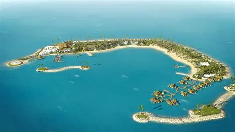 A sandy beach on an island