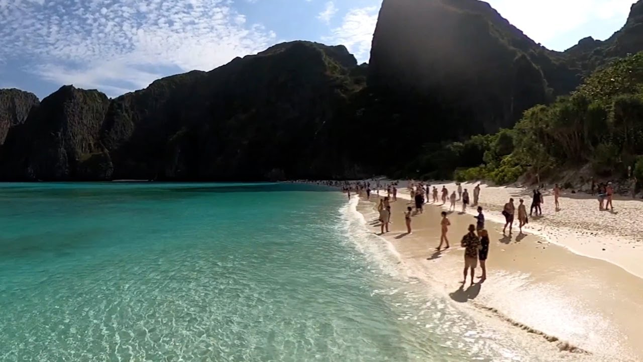 The boardwalk leading to the pristine white-sand beach of Maya Bay.